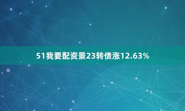 51我要配资景23转债涨12.63%